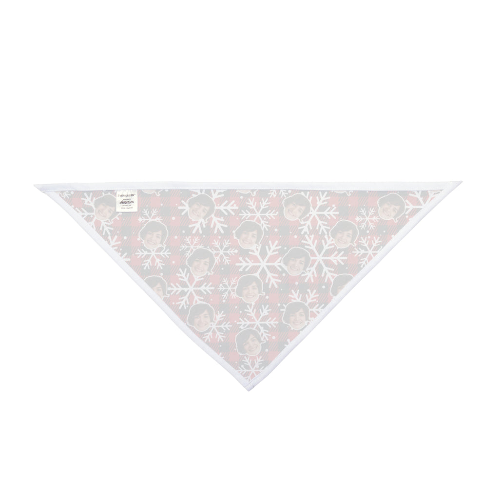 CUSTOM FACE Pet Bandana. Plaid Snowflakes Print. Match Your Best Friend!