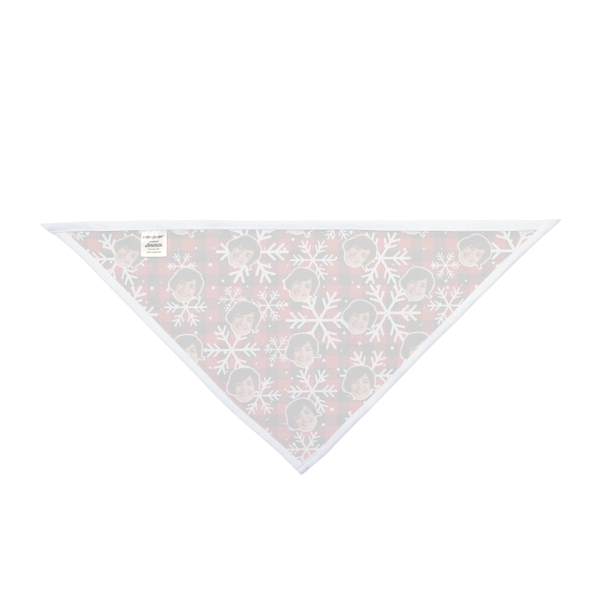 CUSTOM FACE Pet Bandana. Plaid Snowflakes Print. Match Your Best Friend!