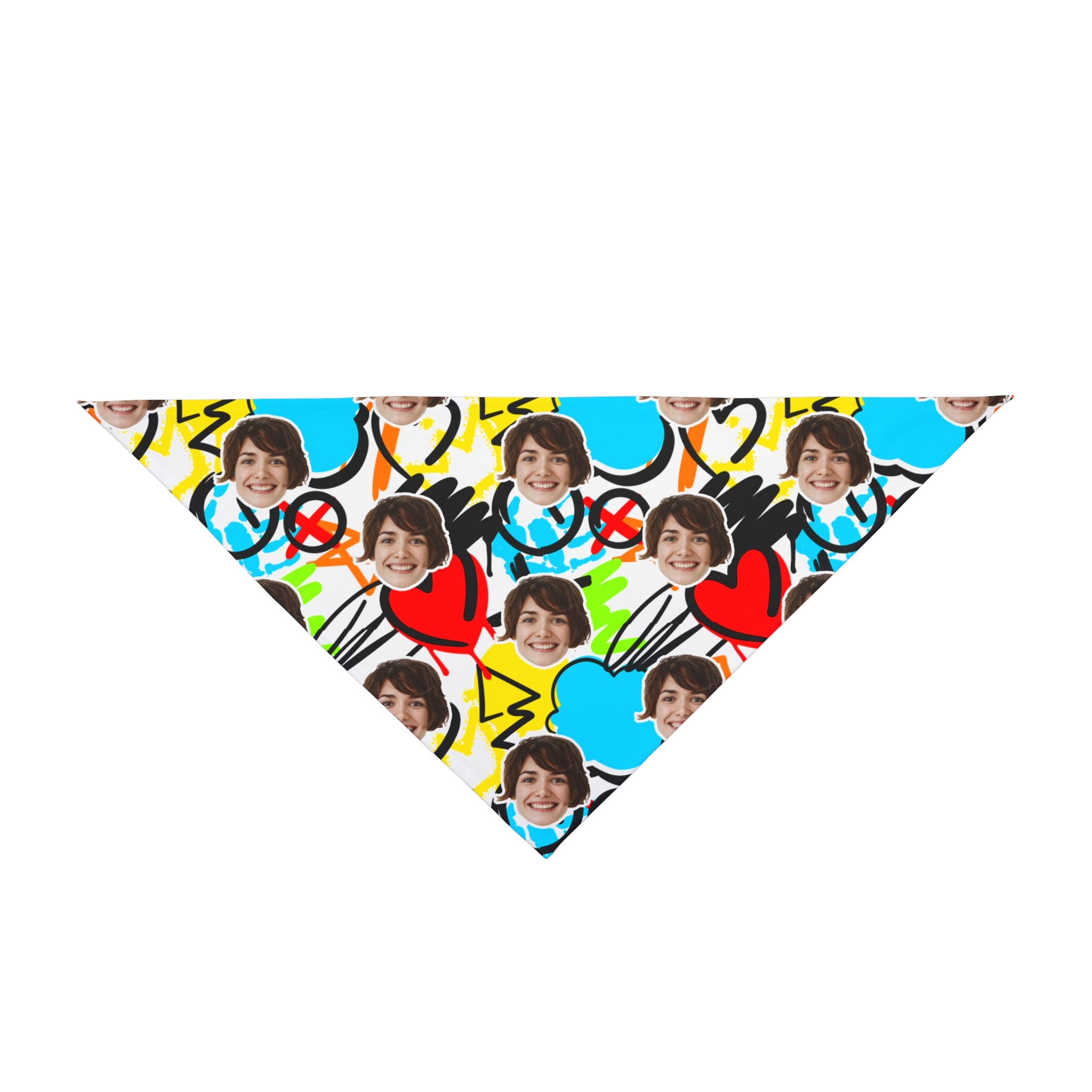 CUSTOM FACE Pet Bandana. Cartoon Graffiti Print. Match Your Best Friend!