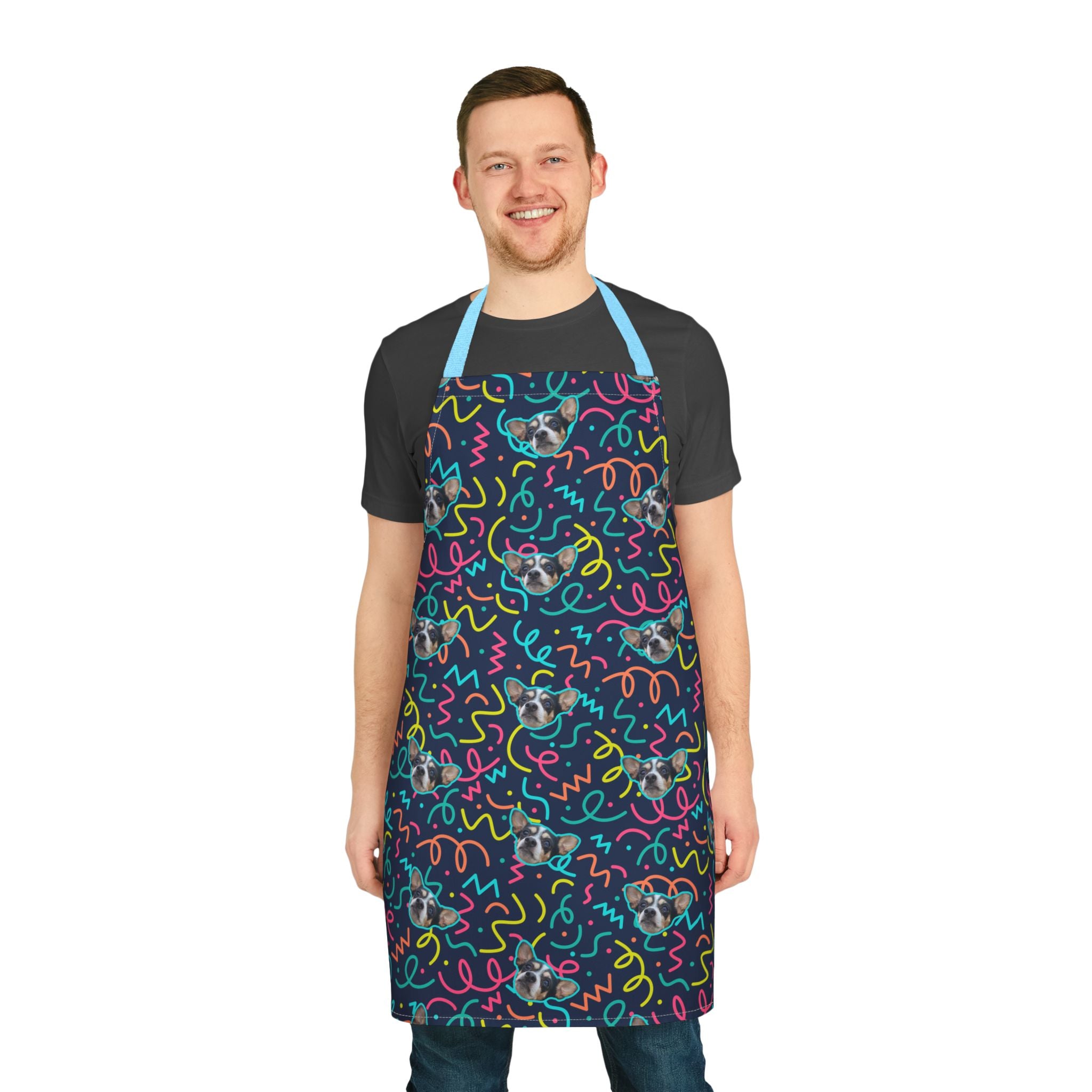 CUSTOM PET FACE Kitchen Apron. Arcade Pop Print.