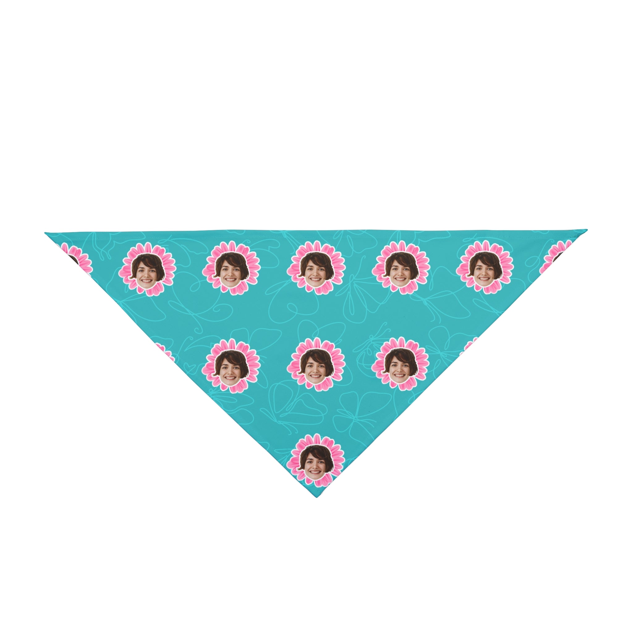 CUSTOM FACE Pet Bandana. Pink Daisy Print. Match Your Best Friend!