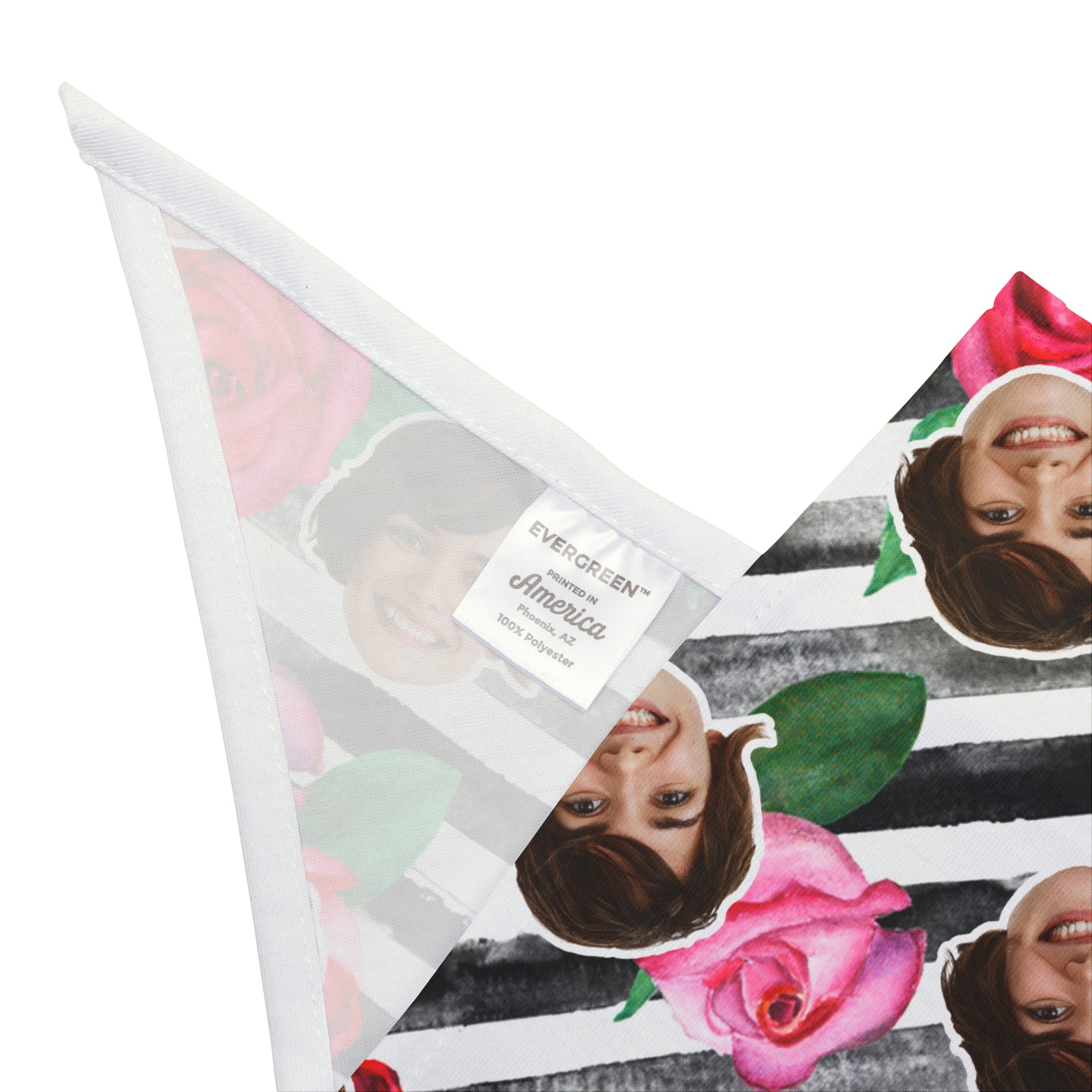 CUSTOM FACE Pet Bandana. Stripes & Roses Print. Match Your Best Friend!