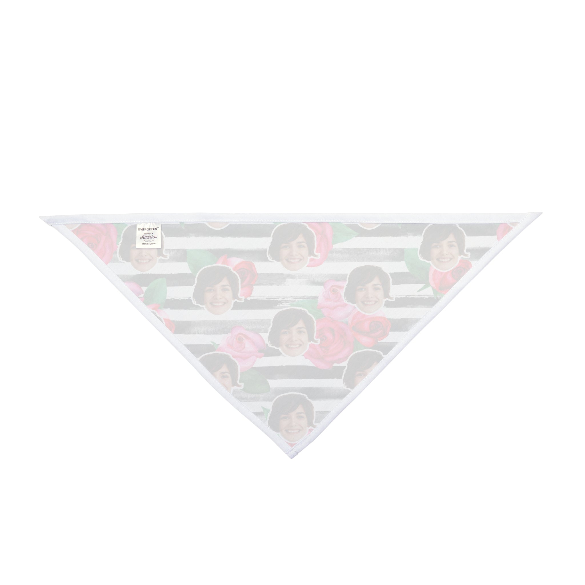 CUSTOM FACE Pet Bandana. Stripes & Roses Print. Match Your Best Friend!