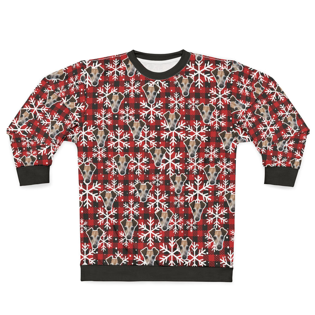 CUSTOM PET FACE Unisex Sweatshirt. Plaid Snowflakes Print. Put Your Pet's Face on Your Shirt!