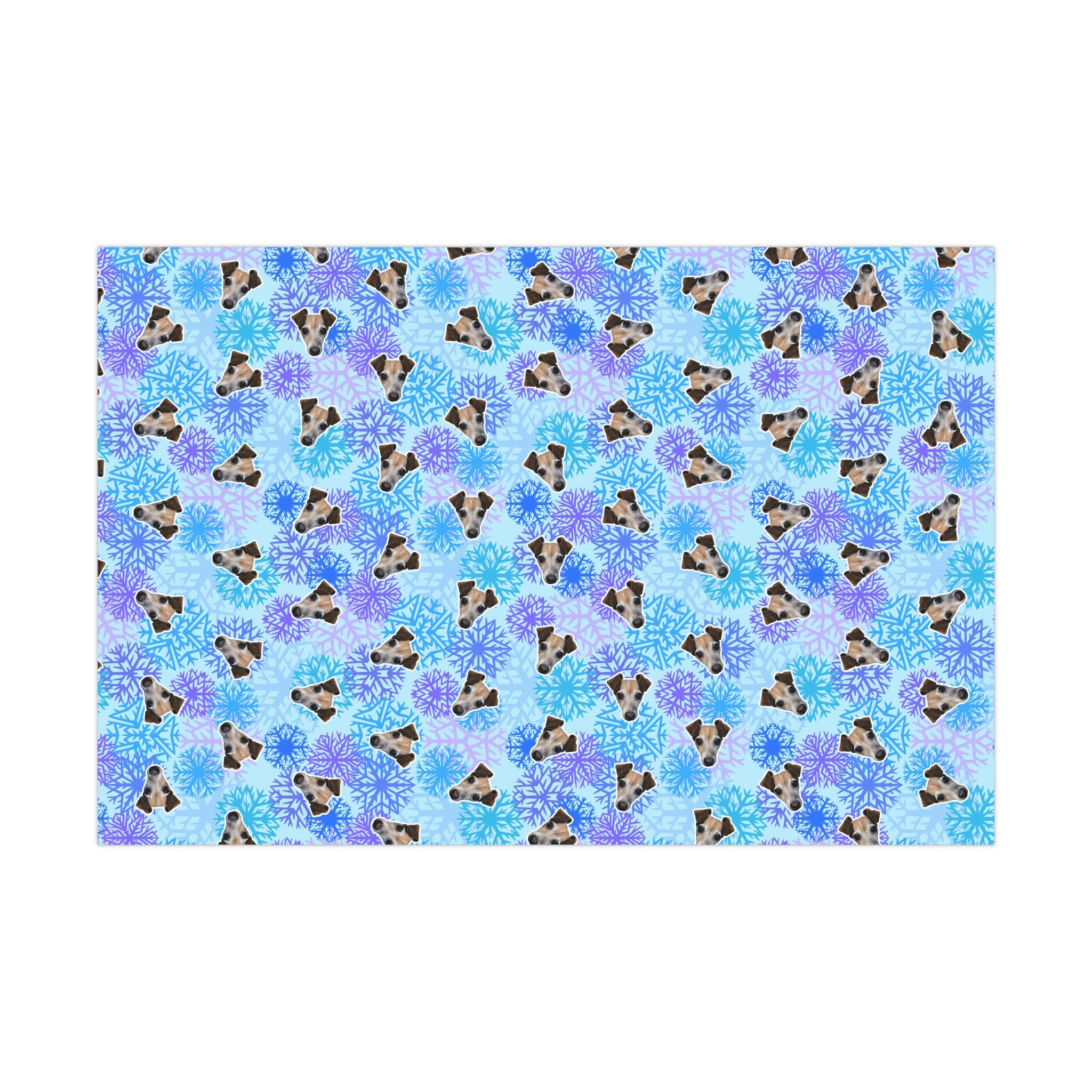 CUSTOM PET FACE Gift Wrap Paper. Frozen Snowflakes Print.