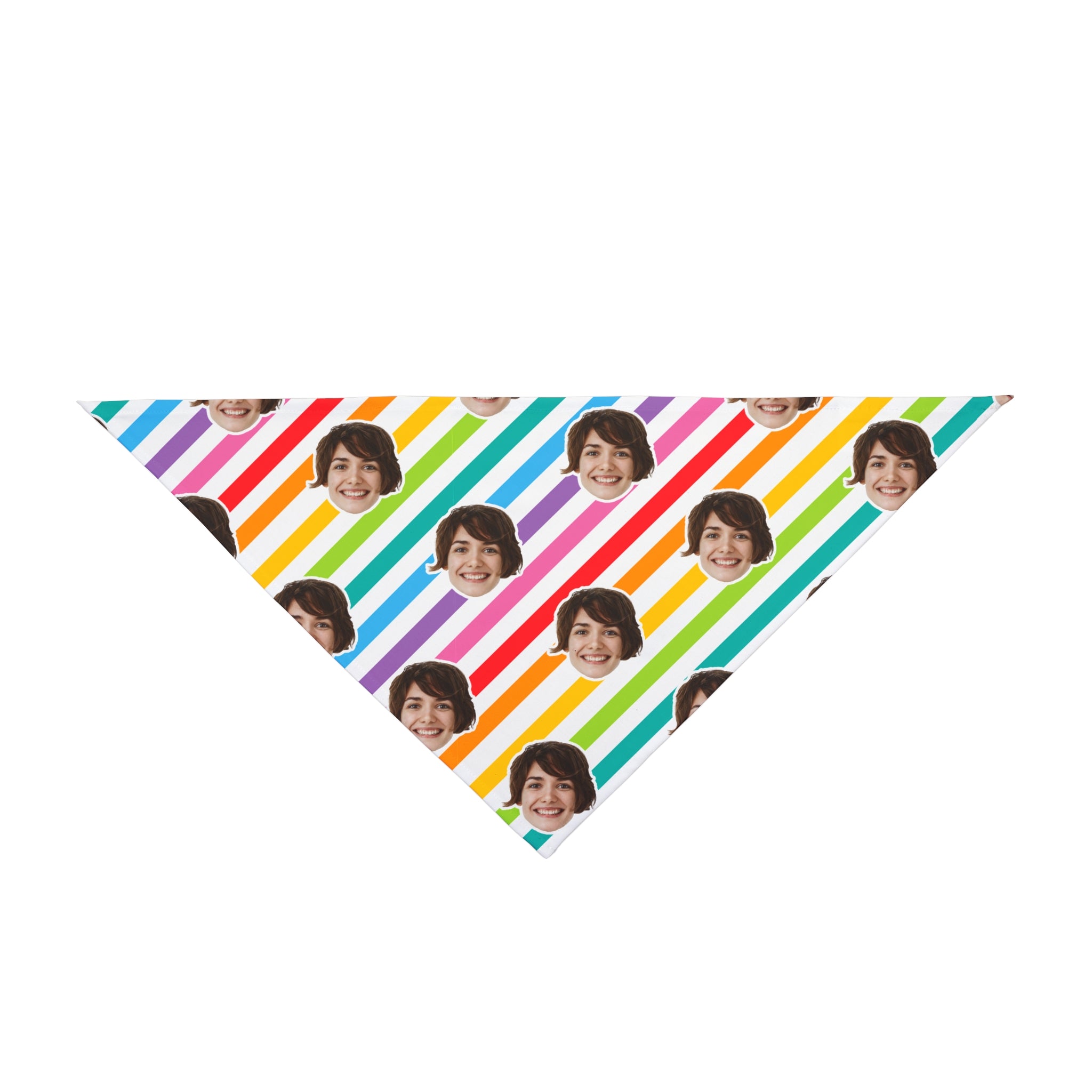 CUSTOM FACE Pet Bandana. Rainbow Stripes Print. Match Your Best Friend!