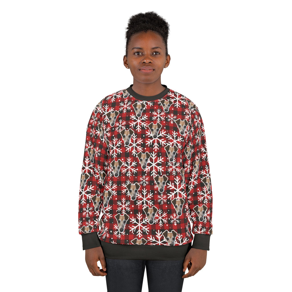 CUSTOM PET FACE Unisex Sweatshirt. Plaid Snowflakes Print. Put Your Pet's Face on Your Shirt!