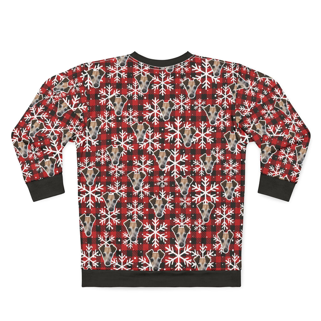 CUSTOM PET FACE Unisex Sweatshirt. Plaid Snowflakes Print. Put Your Pet's Face on Your Shirt!