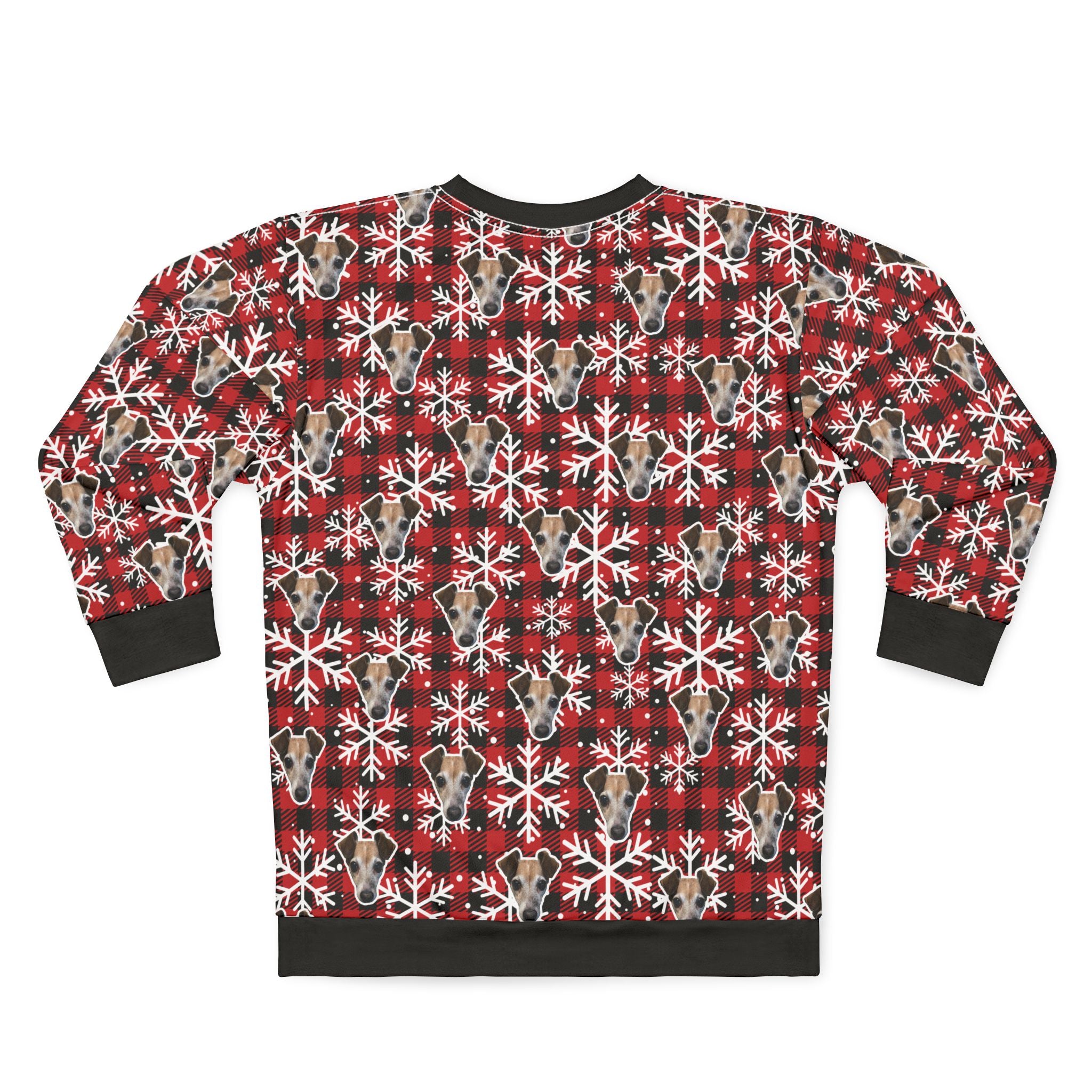 CUSTOM PET FACE Unisex Sweatshirt. Plaid Snowflakes Print. Put Your Pet's Face on Your Shirt!