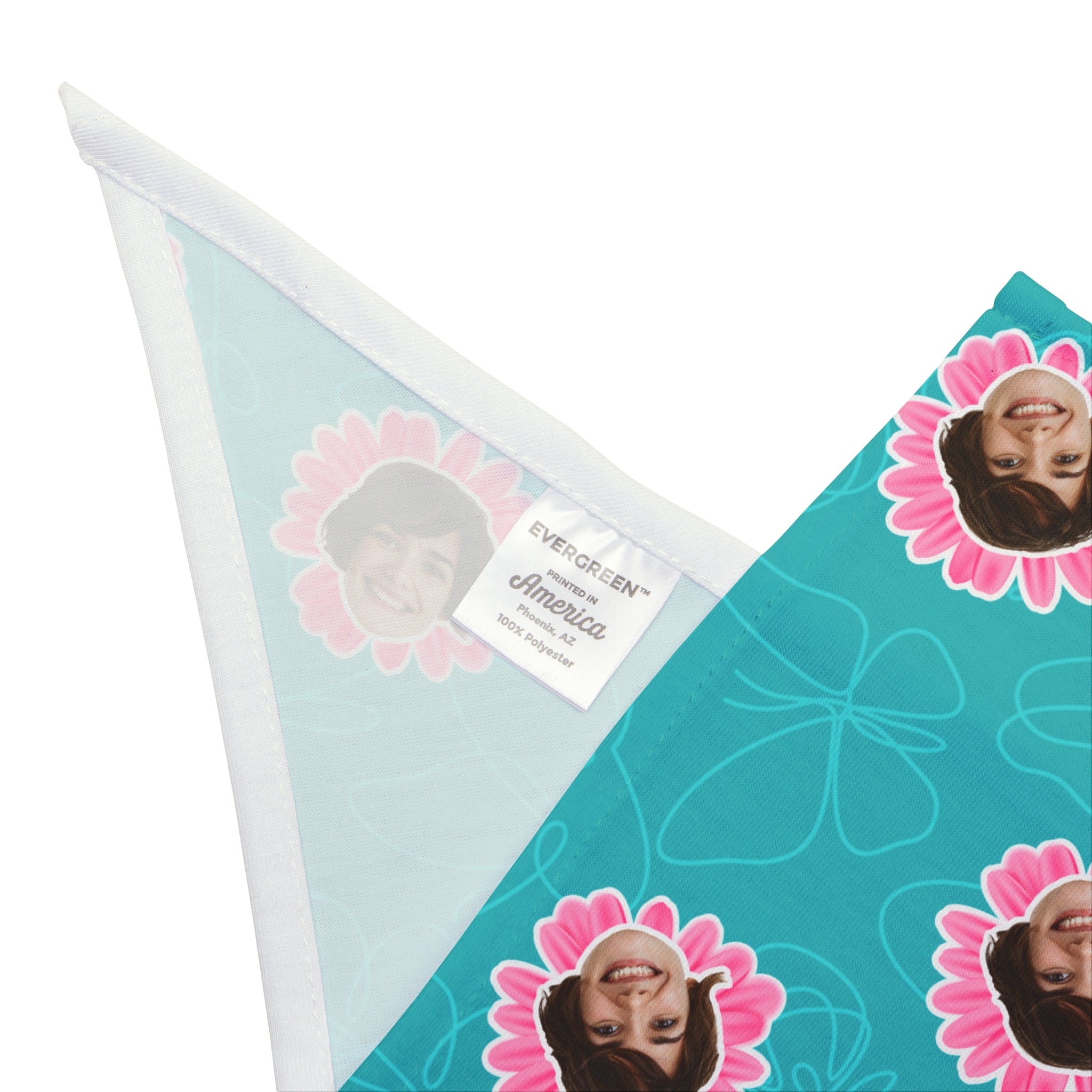 CUSTOM FACE Pet Bandana. Pink Daisy Print. Match Your Best Friend!
