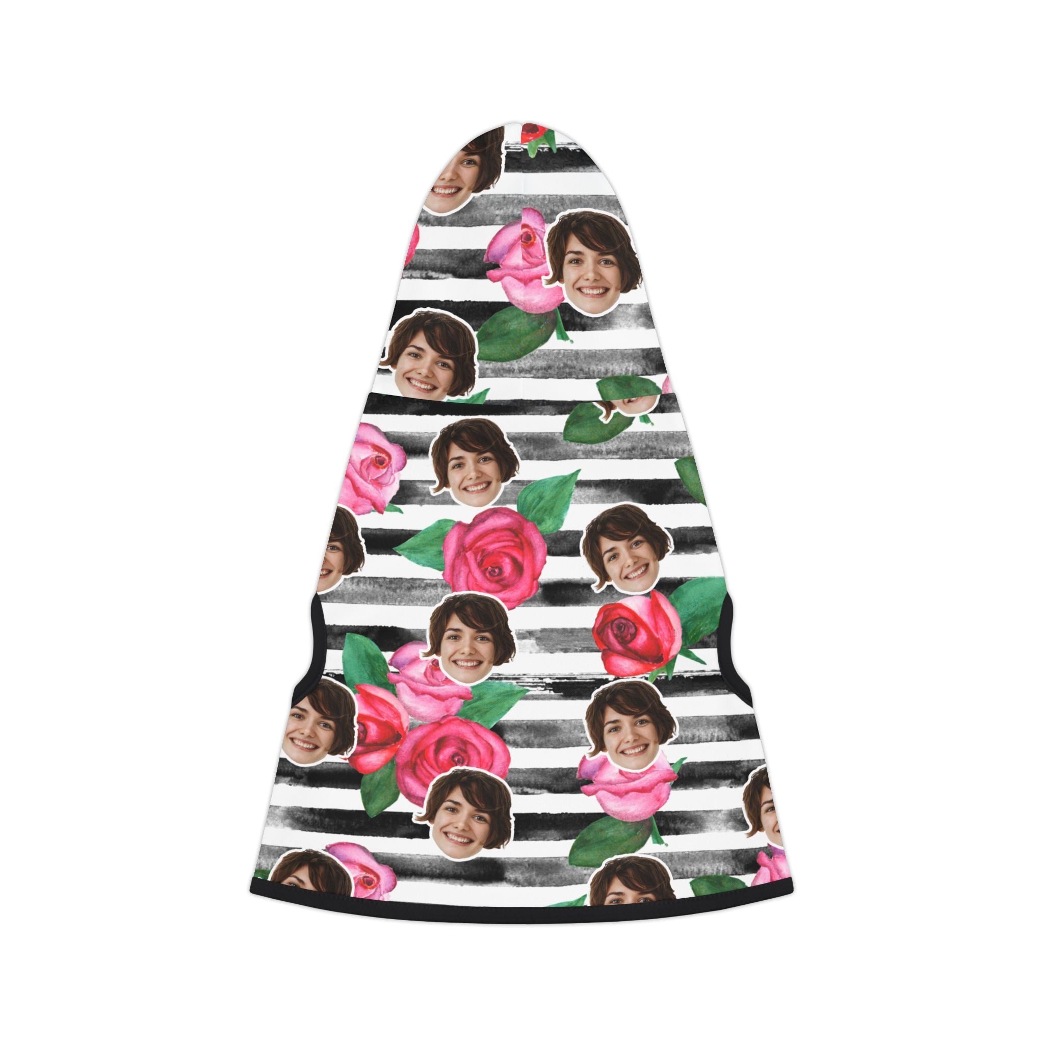 CUSTOM FACE Pet Hoodie. Stripes & Roses Print. Match Your Best Friend!