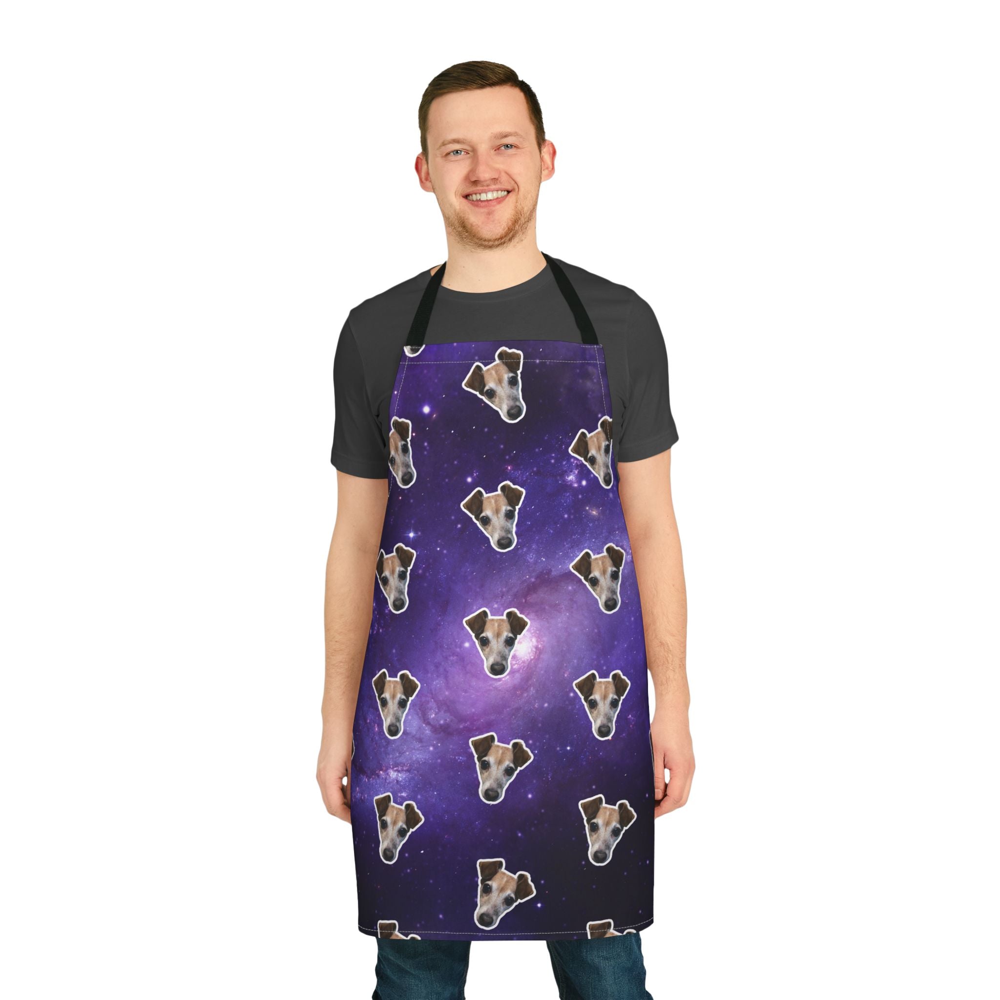 CUSTOM PET FACE Kitchen Apron. Galaxy Space Print.